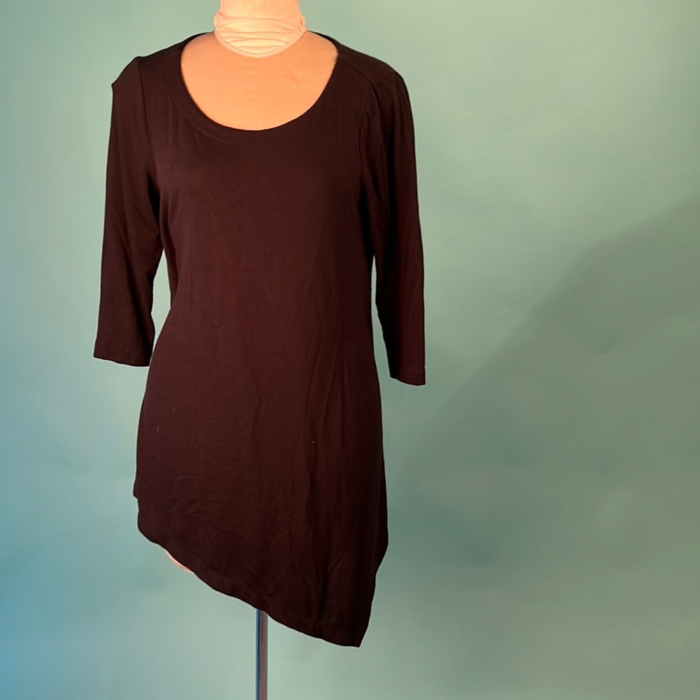 Grace elements asymmetrical black tunic sz M 3/4 sleeve light sweater